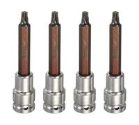 QUARKZMAN 4Pcs Bite Torx 1/2" Attacco T40 Acciaio S2 Testa A 6 Punte Lunga Punta Trapano Adattatore Presa Acciaio CR-V Per Assi Auto Bulloni Esagonali Riparazioni Casa