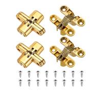QUARKZMAN 4Pcs Cerniere Nascoste Per Porte Di Armadio, 1.65" x 0.45" 180 Gradi Cerniere A Croce Nascoste Per Porte Invisibili Di Scatole In Legno, Oro
