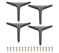 QUARKZMAN 4Pcs Gambe Di Mobili In Metallo, 6 Pollici Piedini Mobili Triangolari Per Letti, Tavoli, Armadi, Sedie Sofa (Nero Opaco)