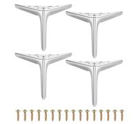 QUARKZMAN 4Pcs Gambe Di Mobili In Metallo, 6 Pollici Piedini Per Mobili Triangolari Resistente Sostituzione Fai Da Te Gambe Per Comò, Letto, Tavolo, Armadio, Sedia Sofa(Argento)