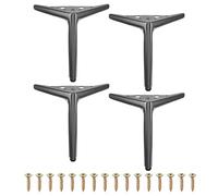 QUARKZMAN 4Pcs Gambe Di Mobili In Metallo, 7 Pollici Piedini Per Mobili Triangolari Resistente Sostituzione Fai Da Te Gambe Per Comò Per Letto, Tavolo, Armadio, Poltrona (Nero Opaco)