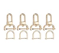 QUARKZMAN 4Pcs Gancetto A Scatto Snodabile Amovibile 1" (25mm) In Lega Di Zinco Con 4Pcs D-Rings A Vite Per Portachiavi Tracolla Borsa DIY Cinturino Borsa, Oro