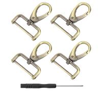 QUARKZMAN 4Pcs Ganci Girevoli, 32mm (1.25 Pollici) Anello D Gancetto Sganciabile Gancetto a pinze Metallico con Cacciavite per Borsetta Portachiavi DIY Artigianato, Bronzo