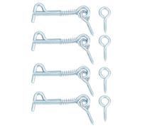 QUARKZMAN 4Pcs Gancio A Molla 3 X 50mm Bianco Blu Acciaio Al Carbonio | Sicurezza Ganci A Molla Con Occhiello E Chiusura A Filo, Per Porte E Finestre In Legno, Con Rivestimento In Zinco