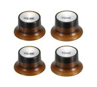 QUARKZMAN 4Pcs Manopole Metriche A Forma Di Campana, Set Di 2 Manopole Volume E 2 Tone Per Chitarra Elettrica Bass Potenziometri A Albero Divisibile, Marrone Con Parte Superiore Argento