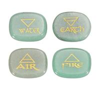 QUARKZMAN 4Pcs Pietre Chakra Con Simboli Reiki Pietre Di Cristallo Verde