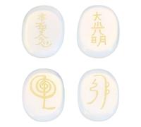 QUARKZMAN 4Pcs Pietre Chakra Incise Con Simboli Reiki Cristalli Opalite