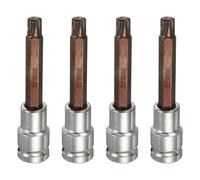 QUARKZMAN 4Pcs Triple Square Spline Bit Socket Attacco 1/2"M10 Misura Metrica Testa A 12 Punti Lunga Cacciavite Punta Trapano Acciaio S2 Adattatore Presa Acciaio CR-V Per Assi Casa