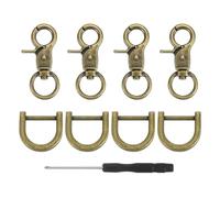 QUARKZMAN 4Pezzi Moschettone Girevole, 13mm(1/2") Moschettone a Scatto con Anello a D in Metallo Resistente con Chiusura a Carcino per Cinghie Borse Cinture Artigianato in Pelle, Bronzo