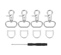 QUARKZMAN 4Pezzi Moschettone Girevole, 25mm(1") Moschettone a Scatto con Anello a D in Metallo Resistente, Chiusura a Carcino a Gancio per Cinghie Borse Cinture in Pelle, Argento Bianco