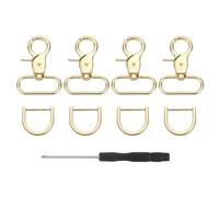 QUARKZMAN 4Pezzi Moschettone Girevole, 32mm(1 1/4") Moschettone a Scatto con Anello a D Pesante in Metallo Gancio a Carcino per Cinturini Borse Cinture in Pelle, Oro Chiaro