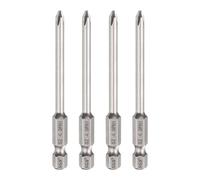 QUARKZMAN 4Pz #1 Punte Cacciavite Phillips PH1 1/4" Gambo Esagonale 3" (75mm) Lungo 4mm Asta Punta Trapano a Croce Magnetiche acciaio S2 Inserti per Avvitatore Industriale, Grigio
