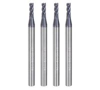 QUARKZMAN 4pz 2,5mm Dia 4mm Gambo Fresa a Punta Quadrata 4 Scanalature HRC45 Punte per Router CNC Rivestite in Carburo AlTiN Strumenti Taglierina per Fresatura Fine CNC, Nero