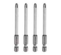 QUARKZMAN 4Pz #2 Punte Cacciavite Phillips PH2 1/4" Gambo Esagonale 3" (75mm) Lungo 4.5mm Asta Punta Trapano a Croce Magnetiche acciaio S2 Inserti per Avvitatore Industriale, Grigio