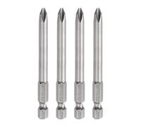 QUARKZMAN 4Pz #2 Punte Cacciavite Phillips PH2 1/4" Gambo Esagonale 3" (75mm) Lungo 6mm Asta Punta Trapano a Croce Magnetiche acciaio S2 Inserti per Avvitatore Industriale, Grigio