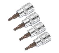 QUARKZMAN 4pz 3/8" Drive x T25 Punte Torx, Bit Socket in Acciaio S2 Cr-V Sockets Lunghezza 48mm Utilizzare con Chiave a Cricchetto, Barra Scorrevole, Asta di Estensione