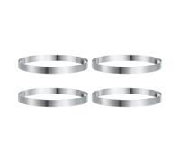 QUARKZMAN 4Pz Anello per Dolci Rotondo 20cm x 2cm Acciaio Inossidabile Senza Saldature per Dolci Specchio Rivestimento per Cottura Dolci frittella Inglesi Strumento