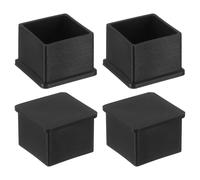 QUARKZMAN 4pz Cappucci per Gambe Mobili in Gomma, 25x25mm Gommini Tappi Terminale per Sedie Rettangolari con Bordi Copripiedi Terminale Piedini Protezione per Pavimento Tavolo Sedia (Nero)
