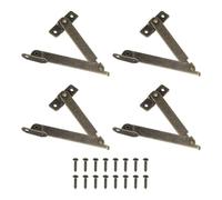 QUARKZMAN 4pz Cerniere Supporto Pieghevoli Coperchio, Cerniera Sostegno Coperchio con 16pz Viti per Mobili Scatole Legno, Bronzo(Lunghezza Piegata 3,3"/83mm, Larghezza Piastra 0,4"/11mm)