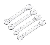 QUARKZMAN 4pz Chiave a Combinazione Sottile da 4mm con Estremità a 6 Punti Sfalsati e Estremità Aperta Angolata a 15° in Acciaio al Carbonio ad Alta Resistenza Cromato a Specchio Metrico