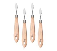 QUARKZMAN 4pz Coltelli a Paletta per Pittura 6,3" Lama in Acciaio Inox Spatola Coltello per Palette con Design Foro Manico in Legno di Faggio per Olio Acrilico Tavolozza Colori