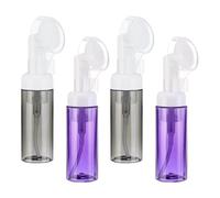 QUARKZMAN 4pz Distributore Sapone Schiumogeno Vuoto, 2oz/60ml Flacone Schiuma Detergente Viso Bottiglie da Viaggio con Spazzola per Sapone Liquido Shampoo, Nero Trasparente/Viola Trasparente