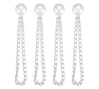 QUARKZMAN 4Pz Fermagli per Abiti A Forma di Farfalla, Fermagli per Abiti con Perle E Catenella, Magneti per Hijab per Sciarpe, Gambe Pantaloni, Spilla, Argento