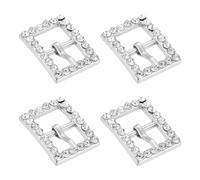 QUARKZMAN 4pz Fibbie a Rullo con Strass, 12mm(0,47") Fibbia Cintura Metallo a Ardiglione Singolo Triglidi Cristallo Dispositivo Regolazione Cinghia Barra per Borse Artigianato Tono Argento