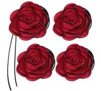 QUARKZMAN 4pz Fiore Girocolli Collana per Donna Grande Rosa Fiore Girocolli Accessori Estate Collana Festa Gioielli per Ragazze Donne Borgogna