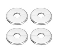 QUARKZMAN 4pz Flangia Divisa Parete 80mm / 3.1" OD Piastra Rivestimento Abs Rotonda Autoadesiva per Coprire Tubi Acqua 22mm / 0.9" Dia Accessori per Decorazione Rubinetteria, Argento