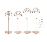 QUARKZMAN 4pz Inox Acciaio Cappello Espositore Supporto 12" a 24" Regolabile Altezza Cappello Stand Supporto Parrucche Rack Antiruggine Antiscivolo Vetrina per Baseball Cappello (Rosa Oro)