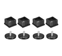 QUARKZMAN 4pz Inserti per Tubi Quadrati con Piedini di Livellamento, 1,57"x1,57" di Diametro Esterno Tubi Quadrati, Filettatura M8 Tappi Inserti Terminali in Plastica Nera per Sedie Mobili
