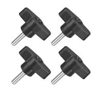 QUARKZMAN 4pz Manopole ad Alette a T a Farfalla, Manopola Serraggio Vite M5 x 20mm Filettatura Maschio Viti Acciaio Inossidabile 304 Maniglia 36mm Dia per Sostituzione Manopola, Nero