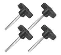 QUARKZMAN 4pz Manopole ad Alette a T a Farfalla, Manopola Serraggio Vite M5 x 50mm Filettatura Maschio Viti Acciaio Inossidabile 304 Maniglia 36mm Dia per Sostituzione Manopola, Nero