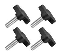 QUARKZMAN 4pz Manopole ad Alette a T a Farfalla, Manopola Serraggio Vite M6 x 20mm Filettatura Maschio Viti Acciaio Inossidabile 304 Maniglia 27mm Dia per Sostituzione Manopola, Nero