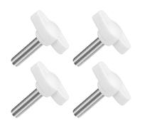 QUARKZMAN 4pz Manopole ad Alette a T a Farfalla, Manopola Serraggio Vite M6 x 25mm Filettatura Maschio Viti Acciaio Inossidabile 304 Maniglia 27mm Dia per Sostituzione Manopola, Bianco