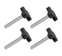 QUARKZMAN 4pz Manopole ad Alette a T a Farfalla, Manopola Serraggio Vite M6 x 40mm Filettatura Maschio Viti Acciaio Inossidabile 304 Maniglia 27mm Dia per Sostituzione Manopola, Nero