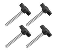 QUARKZMAN 4pz Manopole ad Alette a T a Farfalla, Manopola Serraggio Vite M6 x 45mm Filettatura Maschio Viti Acciaio Inossidabile 304 Maniglia 27mm Dia per Sostituzione Manopola, Nero