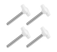 QUARKZMAN 4pz Manopole ad Alette a T a Farfalla, Manopola Serraggio Vite M6 x 50mm Filettatura Maschio Viti Acciaio Inossidabile 304 Maniglia 27mm Dia per Sostituzione Manopola, Bianco