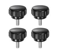 QUARKZMAN 4pz Manopole di Serraggio Zigrinate M5 x 12mm Metrico 304 Acciaio Inossidabile Filettatura Maschio Vite a Testa Zigrinata 25mm Testa Rotonda Plastica Filettata Bullone a Mano Nero