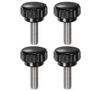 QUARKZMAN 4pz Manopole di Serraggio Zigrinate M8 x 25mm Metrico 304 Acciaio Inossidabile Filettatura Maschio Vite a Testa Zigrinata 25mm Testa Rotonda Plastica Filettata Bullone a Mano Nero
