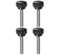 QUARKZMAN 4pz Manopole di Serraggio Zigrinate M8 x 45mm Metrico 304 Acciaio Inossidabile Filettatura Maschio Vite a Testa Zigrinata 25mm Testa Rotonda Plastica Filettata Bullone a Mano Nero