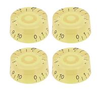 QUARKZMAN 4Pz Manopole per Chitarra Elettrica Manopola Controllo Volume e Tono 1.03x0.45" Caps per Manopole Regolabili per Parti Chitarra Sostituzione (Giallo Brillante Parola Nera)