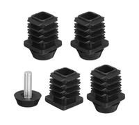 QUARKZMAN 4pz Piedini Regolabili per Mobili, M8x20x20mm Gambe Mobili Regolabile in Plastica Livellamento Rettangolare Scorrevoli Vite Inserto Tubo per Foro 25mm per Tavolo Sedia Mobili, Nero
