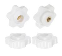 QUARKZMAN 4pz Pomelli a Stella con Filettatura Femmina M4, Testa da 25mm, Plastica con Foro Passante, Vite in Ottone, Manopole a Compressione Filettate, Bianco