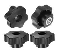 QUARKZMAN 4pz Pomelli a Stella M10 con Filettatura Femmina, Testa da 48mm, Plastica con Foro Passante, Vite in Ottone, Manopole a Compressione Filettate, Nero