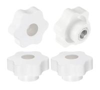 QUARKZMAN 4pz Pomelli a Stella M10 Filettatura Femmina Testa 48mm Plastica con Foro Passante, Vite in Ottone, Manopole a Compressione Filettate, Bianco