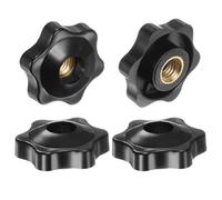QUARKZMAN 4pz Pomelli a Stella M8 con Filettatura Femmina, Testa da 32mm, Plastica con Foro Passante, Vite in Ottone, Manopole a Compressione Filettate, Nero
