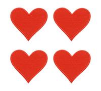 QUARKZMAN 4Pz Toppe Termoadesive a Forma di Cuore, Mini Toppe Adesive per Tessuti a Forma di Cuore per DIY Artigianato Zaini Borse Cappello Vestiti, 70mm Rosso