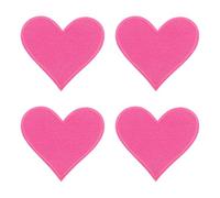 QUARKZMAN 4Pz Toppe Termoadesive a Forma di Cuore, Mini Toppe Adesive per Tessuti a Forma di Cuore per DIY Artigianato Zaini Borse Cappello Vestiti, 70mm Rosso Rosa